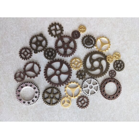 26-Piece Assorted Metal Steampunk Gear Charms – Clock & Watch Wheel Pendants - Picture 2 of 2